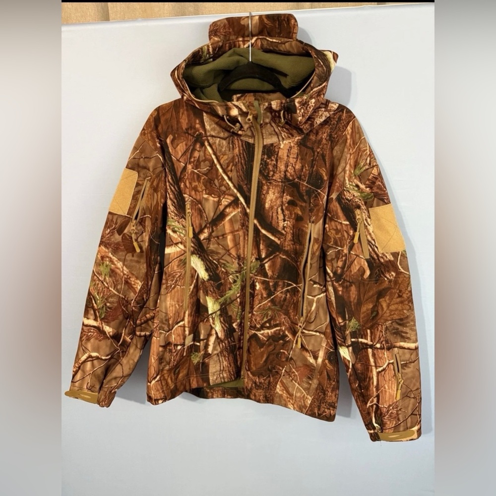 Camo Hooded Outdoor Jacket and Pants- Brown
